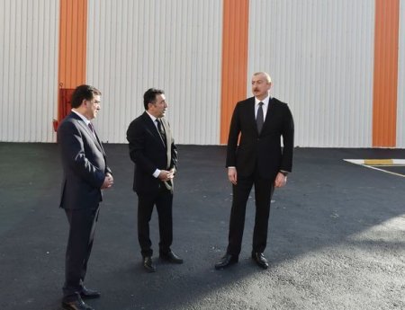 Prezident Qazaxda əhəng zavodunun açılışında iştirak edib - YENİLƏNİB+FOTO