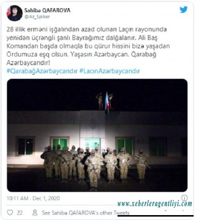 Sahibə Qafarovadan Laçınla bağlı paylaşım - FOTO