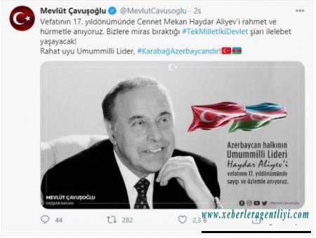 Çavuşoğlu Heydər Əliyevin anım günü ilə bağlı paylaşım etdi - FOTO