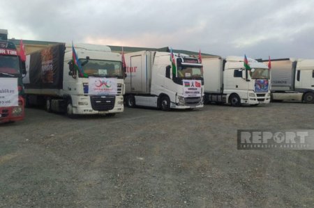 Gəncədən Türkiyəyə daha beş TIR yardım yola salındı 