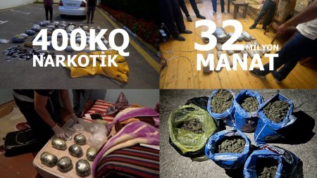 Baş Narkotiklərlə Mübarizə İdarəsi son 45 gün ərazində “qara” bazarda dəyəri 32 milyon manat olan 400 kiloqram narkotik vasitəni qanunsuz dövriyyədən çıxarıb