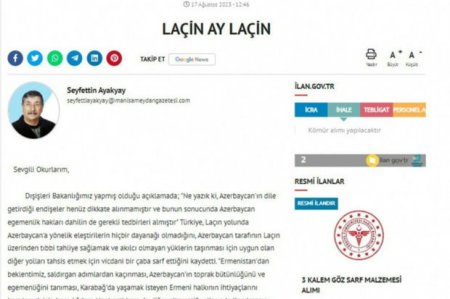 Türkiyə mediasında Laçın həqiqətlərindən bəhs edilib