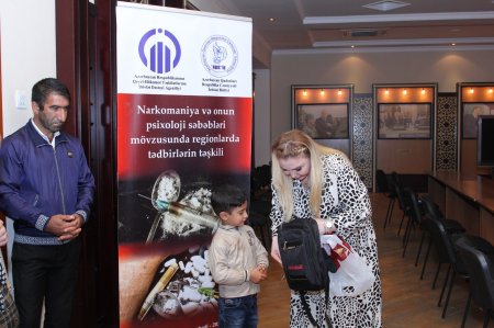 "Azərbaycan Qadınları Respublika Cəmiyyəti"İ.B. QHT-lərə Dövlət Dəstəyi Agentliyinin maddi dəstəyi ilə “Narkomaniya, onun psixoloji səbəbləri mövzusunda regionlarda tədbirlərin təşkili” layihəsi