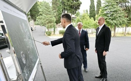 İlham Əliyev Xankəndi-Şuşa kanat yolunun inşası üçün seçilmiş ərazidə