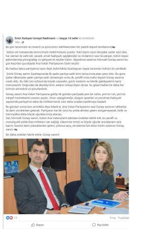 Qurultay bitdi, mübahisə başladı – bir statusun yaratdığı siyasi çaşqınlıq- Deputat köməkçisinin tarixi səhvi – Fotofakt